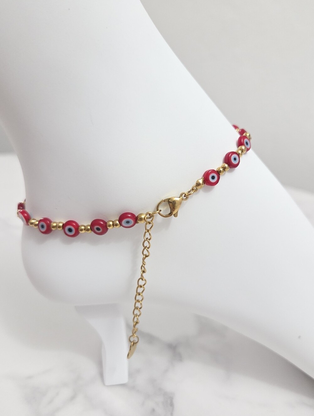 Red Beaded Evil Eye Ankle Bracelet Summer Beach New Jewelry - Picture 4 of 8